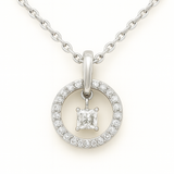 Floating Center Diamond Circle Necklace in 14karat white gold