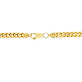 10K solid Franco chain necklace in yellow gold with lobster lock.