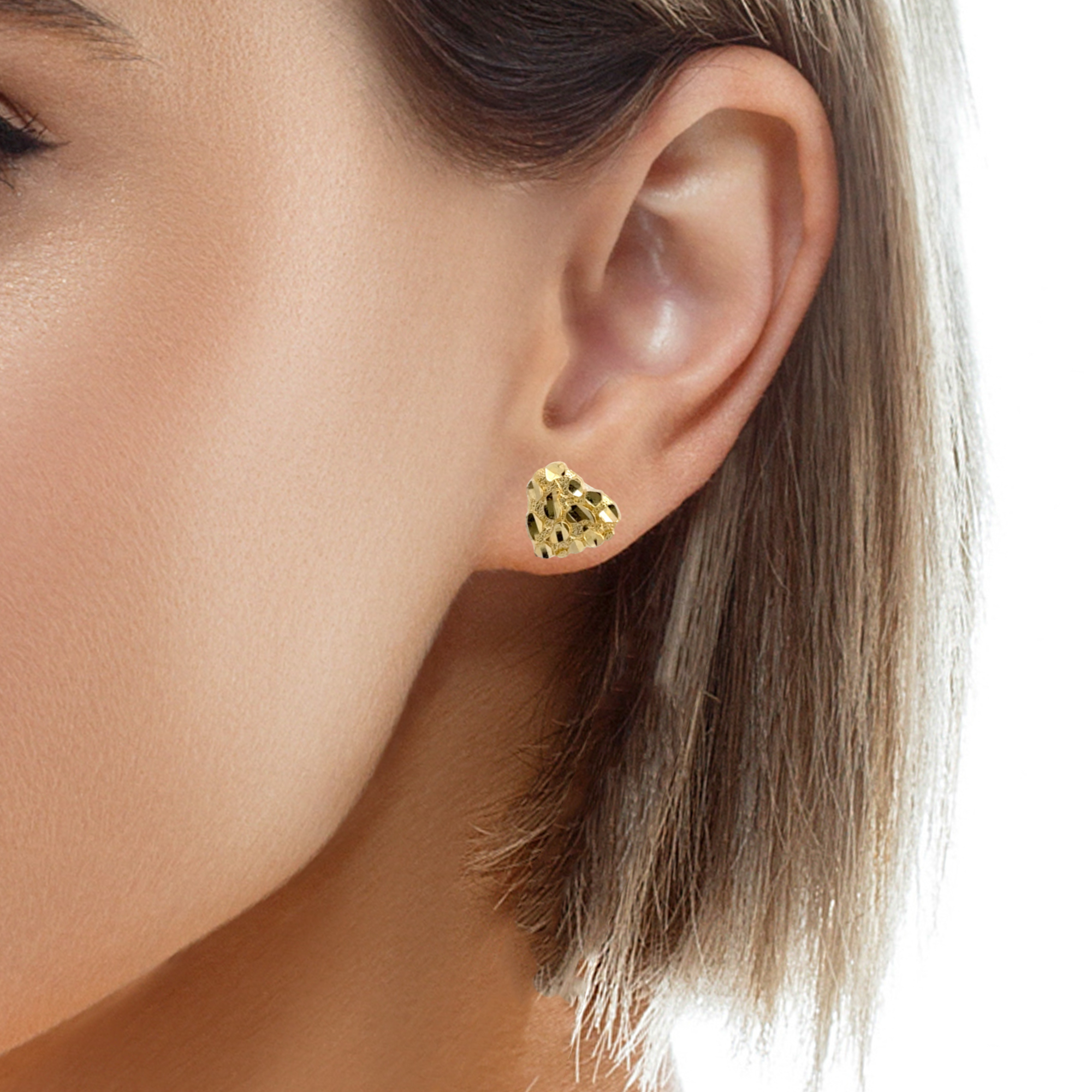 10 Karat Yellow Gold Heart Nugget Earrings - Solomon Jewelers