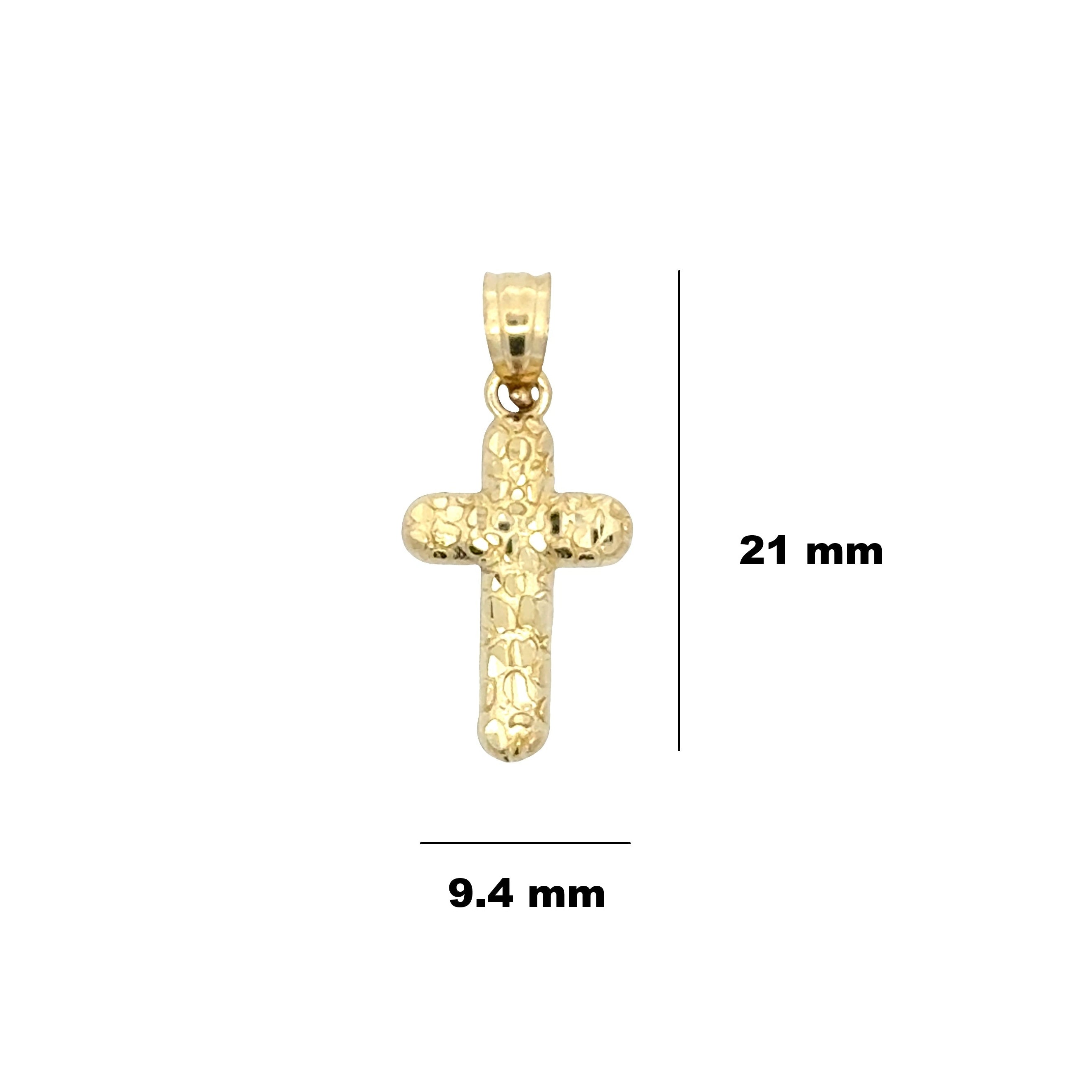 10K yellow gold nugget cross pendant with textured finish from Solomon Jeweler