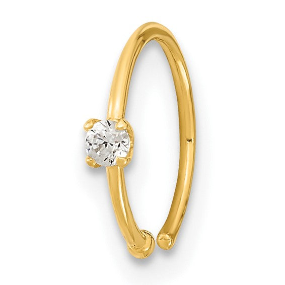 yellow gold open hoop nose ring with polished finish