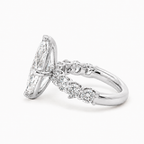 14K gold engagement ring with marquise lab diamond and diamond band