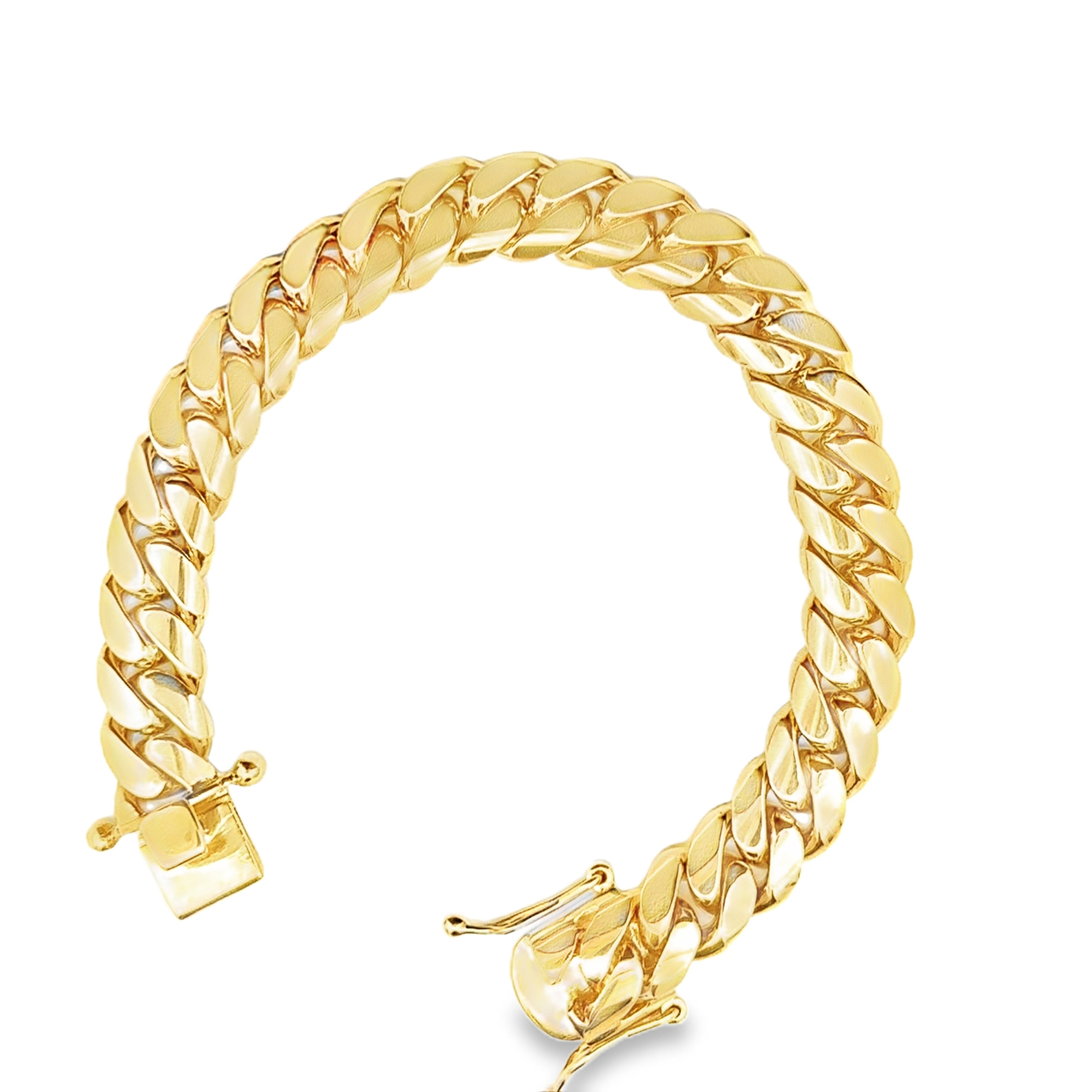 12MM Solid Miami Gold Cuban Link Bracelet