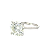 Round Moissanite Solitaire Ring 14K White Gold 3 Carat Diamond Equivalent Weight - Solomon Jewelers