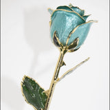 Gold-plated real rose flower in light blue – Solomon Jeweler