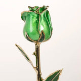 Gold-plated real rose flower in green – Solomon Jeweler