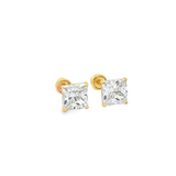 Princess Cut Stud Earrings in 14 Karat Gold - Solomon Jewelers