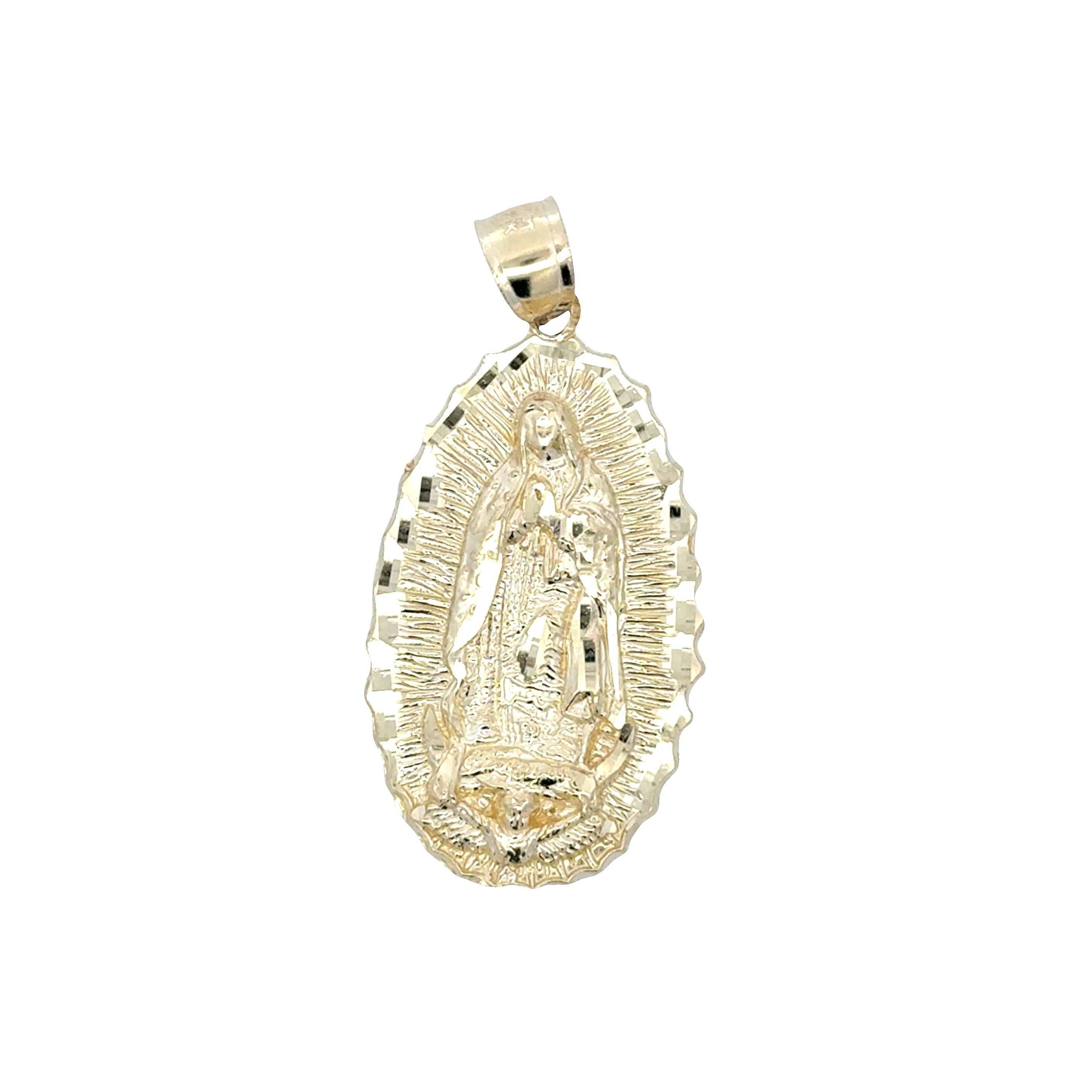 10K Yellow Gold Virgin Mary Pendant – Religious Medallion - Solomon Jewelers