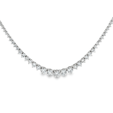 14K white Gold Graduated Lab Diamond Tennis Necklace on Model – Solomon Jeweler