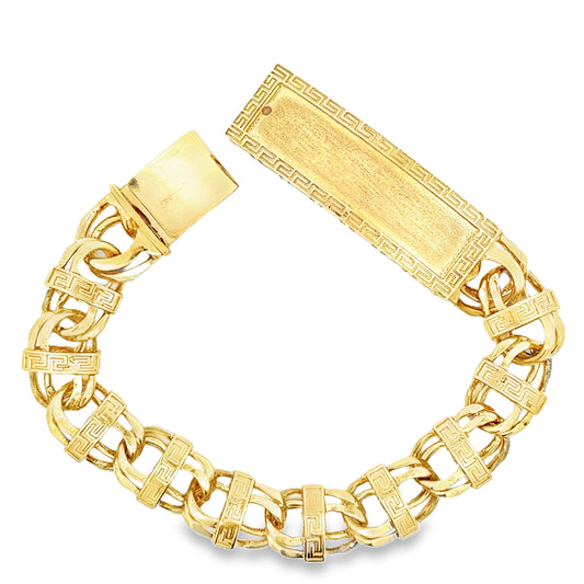 Solid Chino Link Bracelet in 10 Karat Yellow Gold.