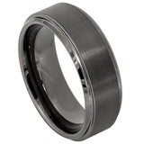 Tungsten Gun Metal IP Plated Brushed Center High Polish Stepped Edge