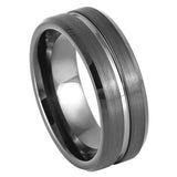Gun Metal IP Plated Grooved Center Brushed Beveled Edge Solomon Jeweler kansas.