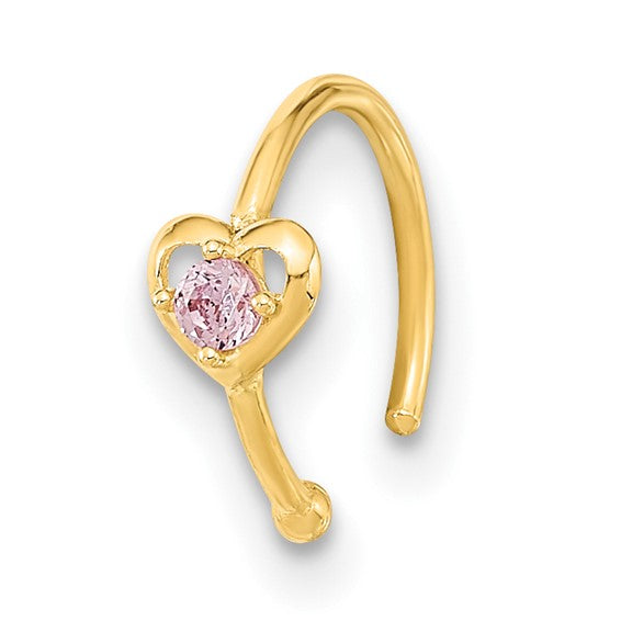 Gold heart nose ring, crafted for comfort, durability, and timeless style. A minimalist open hoop designed for effortless wear.