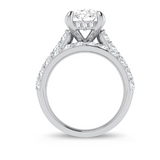 14K gold and oval lab diamond solitaire bridal set with hidden halo