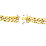 10K hollow Cuban link chain necklace in yellow gold with Box Lock.