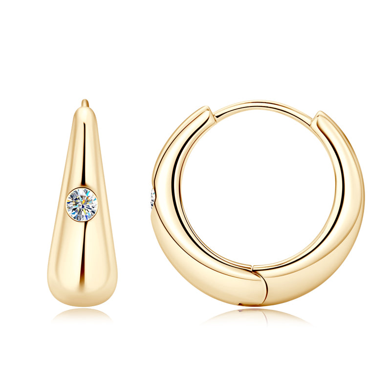 Moissanite Accent Hoop Earrings in Sterling Silver - Solomon Jewelers