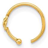 Gold 18 gauge hoop nose ring with a CZ flower design, open style body jewelry for a stylish nose piercing.
