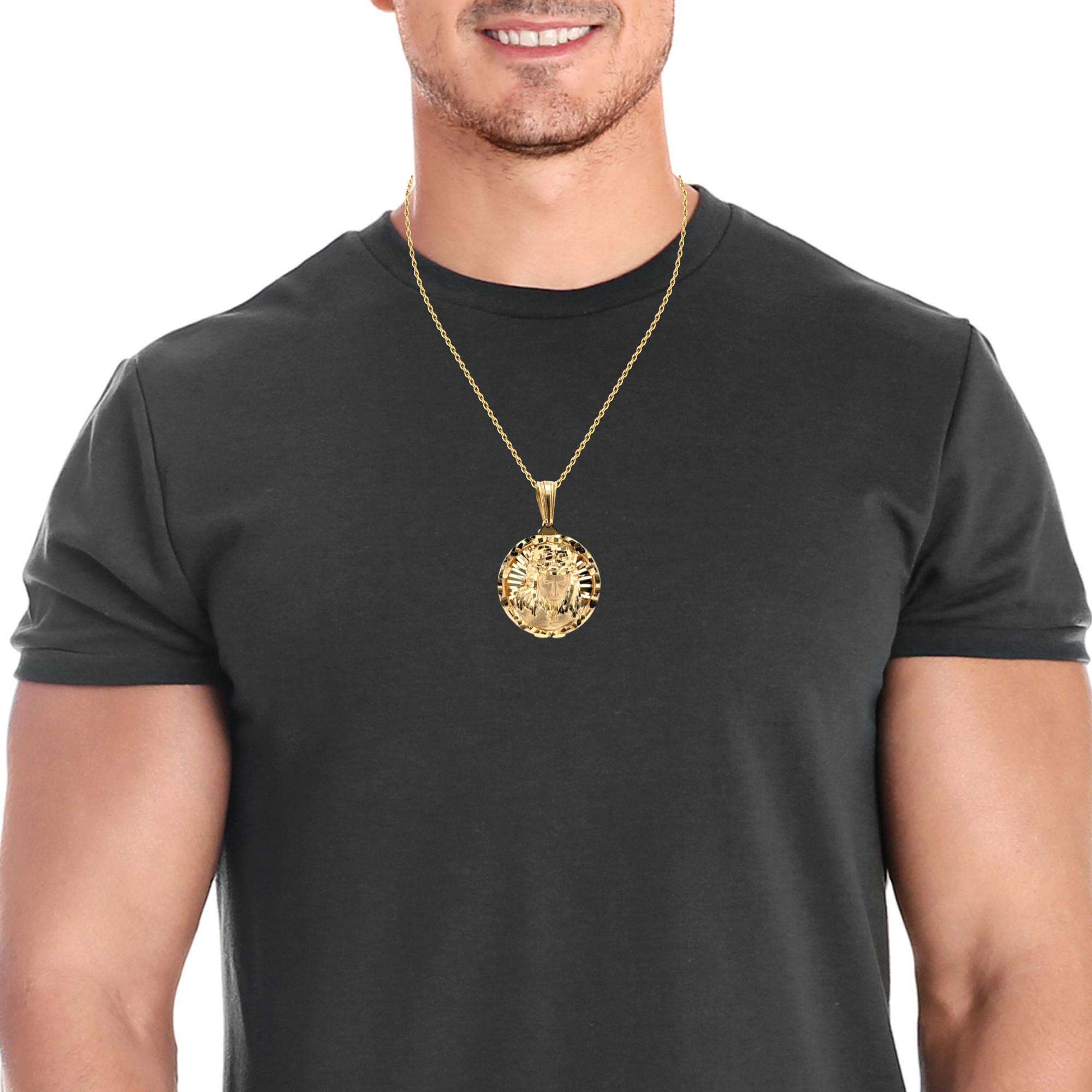 10Karat Yellow Gold Jesus Face Pendant - Solomon Jewelers