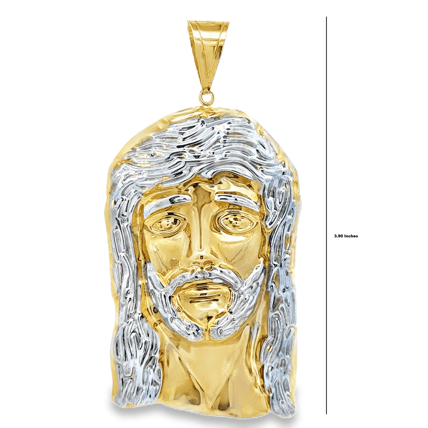 10K Yellow and White Gold Jesus Face Pendant - Solomon Jewelers