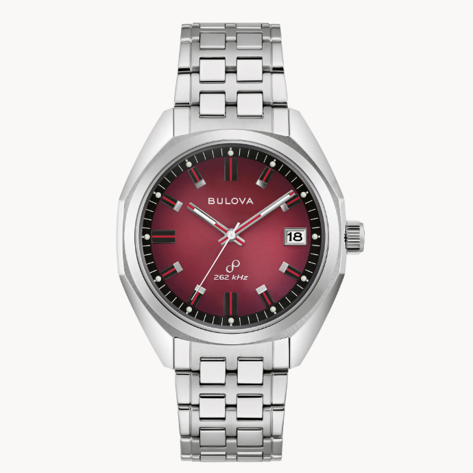  the new Limited Edition Jet Star timepiece with vintage vibes features Bulova’s proprietary Precisionist 262kHz movement for precise timing and accuracy to seconds a year, with a fluid sweep second hand.‌