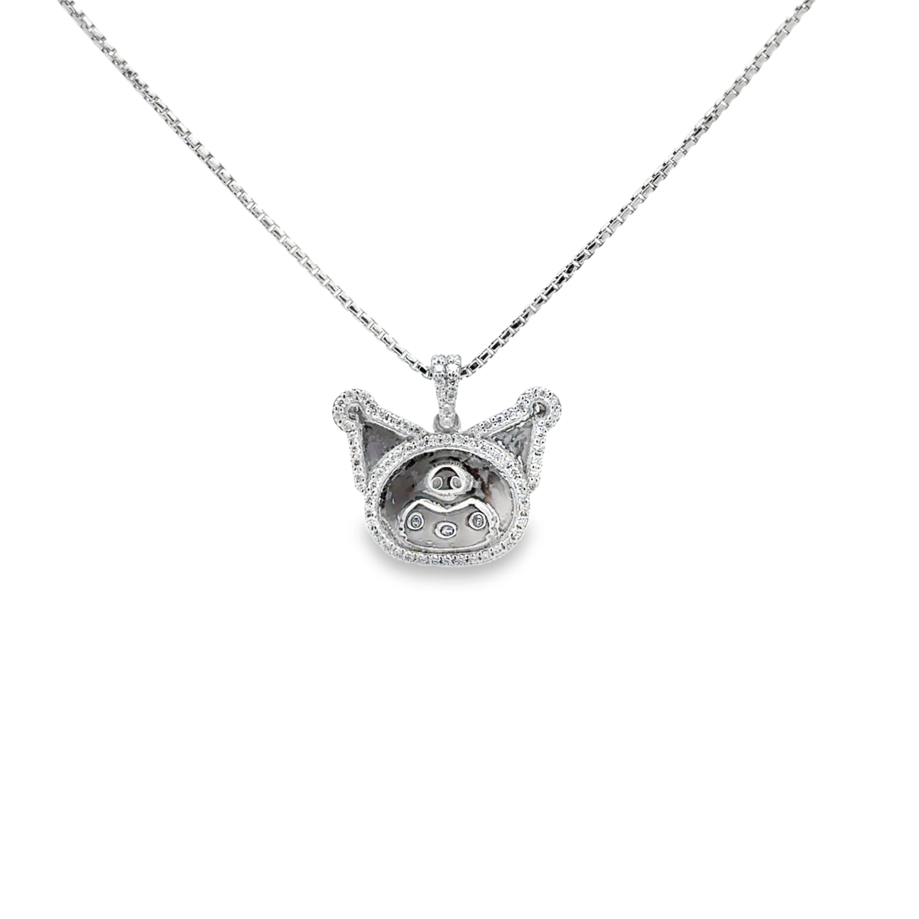 Silver Kuromi necklace with sparkling moissanite stones