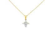 14K yellow gold lab lily-cut solitaire diamond necklace with floral-inspired diamond design