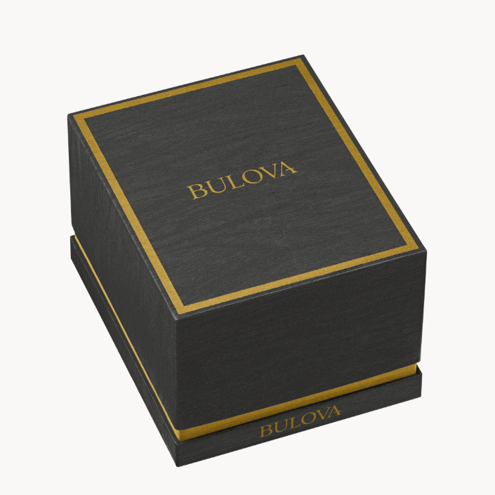 This Bulova men’s watch from the Maquina collection offers daringly avant-garde design