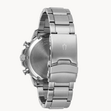 New six-hand chronograph movement with 200-meter water resistance.