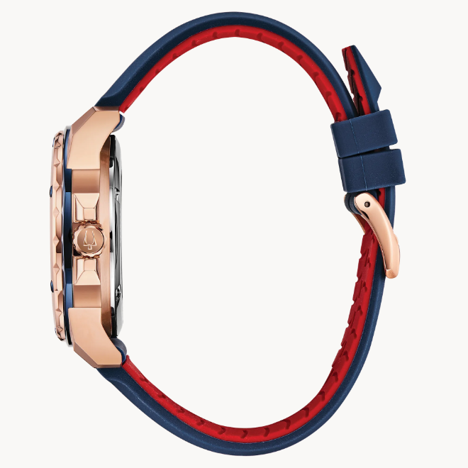 Introducing the new Marine Star featuring a three-hand automatic movement showcased in an open aperture.
