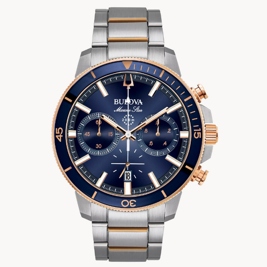 Marine Star Collection New six-hand chronograph movement with 200-meter water resistance.