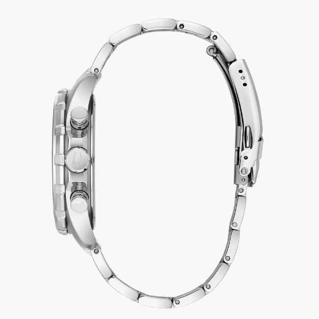 Six hand calendar chronograph in stainless steel