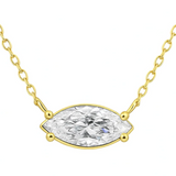 East-West Marquise Cut Diamond solitaire Pendant in Yellow Gold