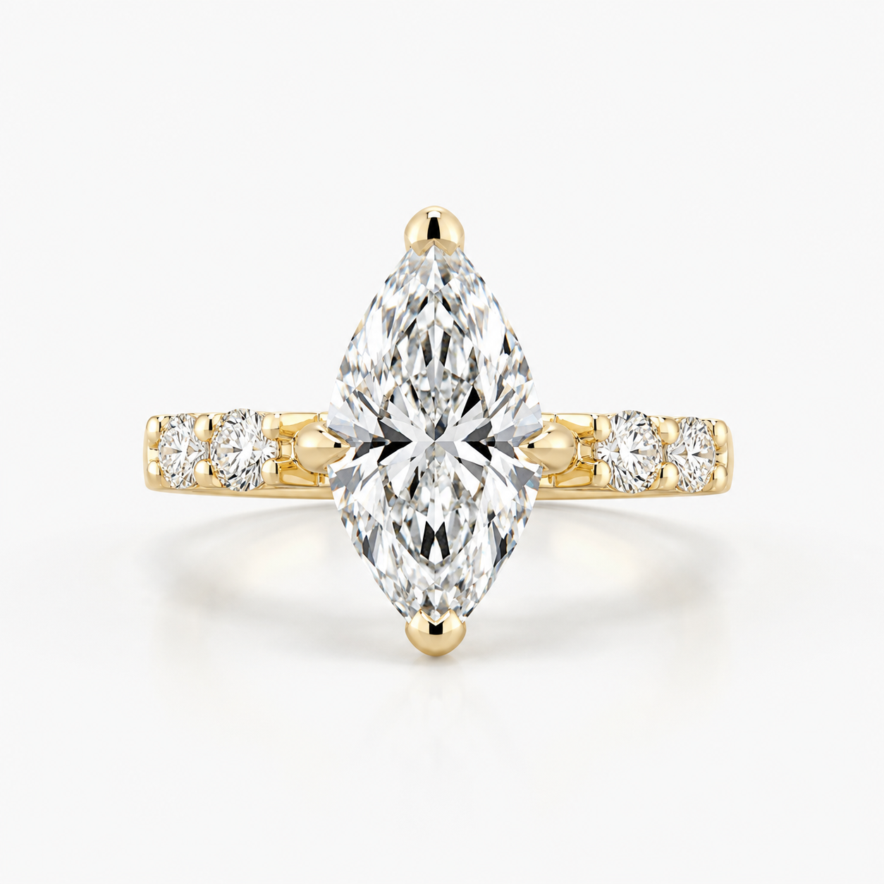 Marquise-cut lab-grown diamond engagement ring in 14K gold