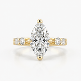 Marquise-cut lab-grown diamond engagement ring in 14K gold