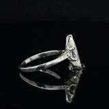 Marquise moissanite silver ring with six prongs and round sparkling shoulder accents