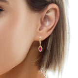 Yellow Gold Ruby Dangle Earrings for Women