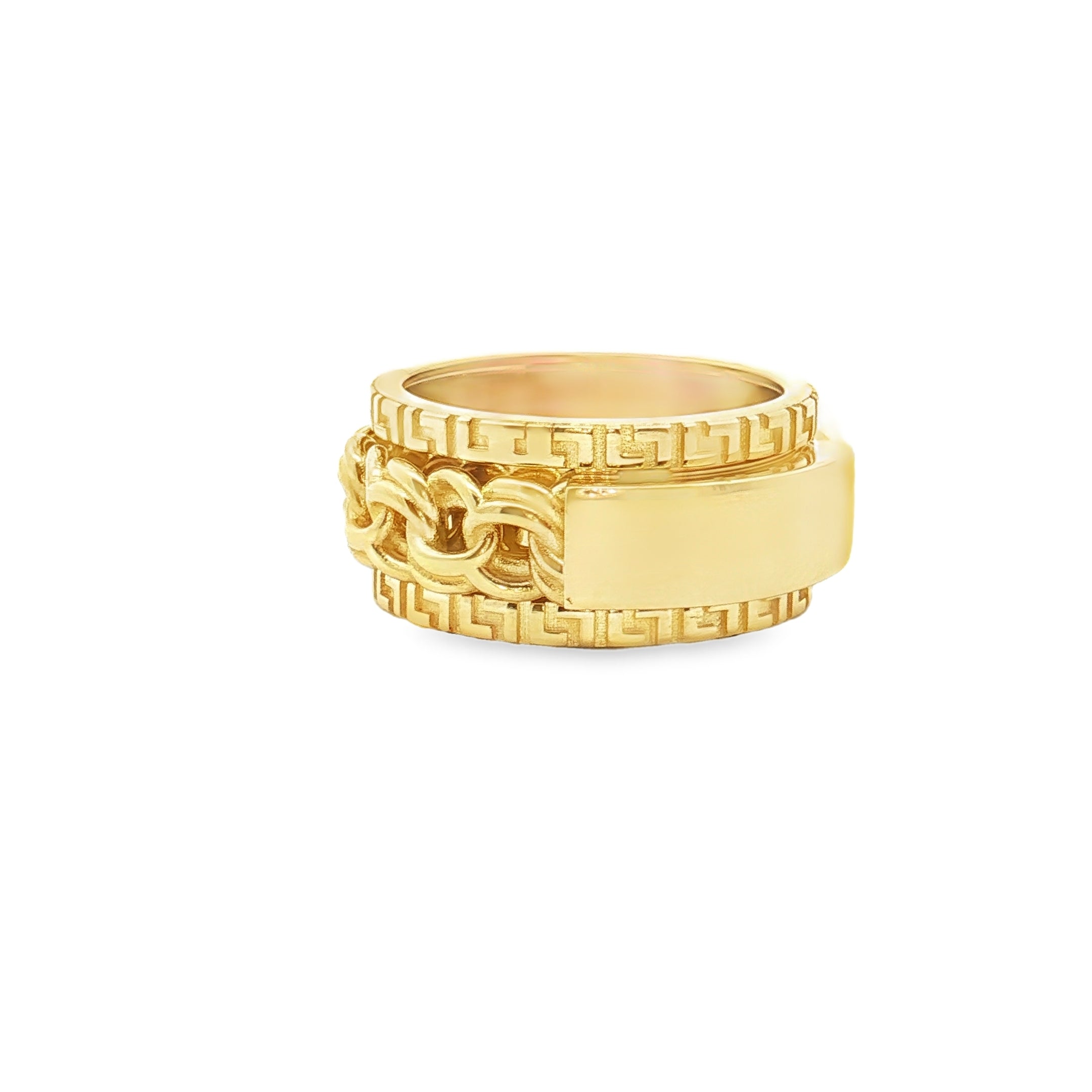 Men’s 10K Gold Chino Pattern Ring with Spinning Band
