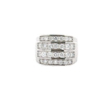Sterling silver men's diamond ring with multiple rows of lab-grown diamonds, featuring a T.W. multi-row design by Solomon Jewelers.