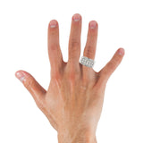 Men's lab diamond ring in sterling silver, 1 carat total weight, featuring a sleek design with sparkling diamonds from Solomon Jewelers.