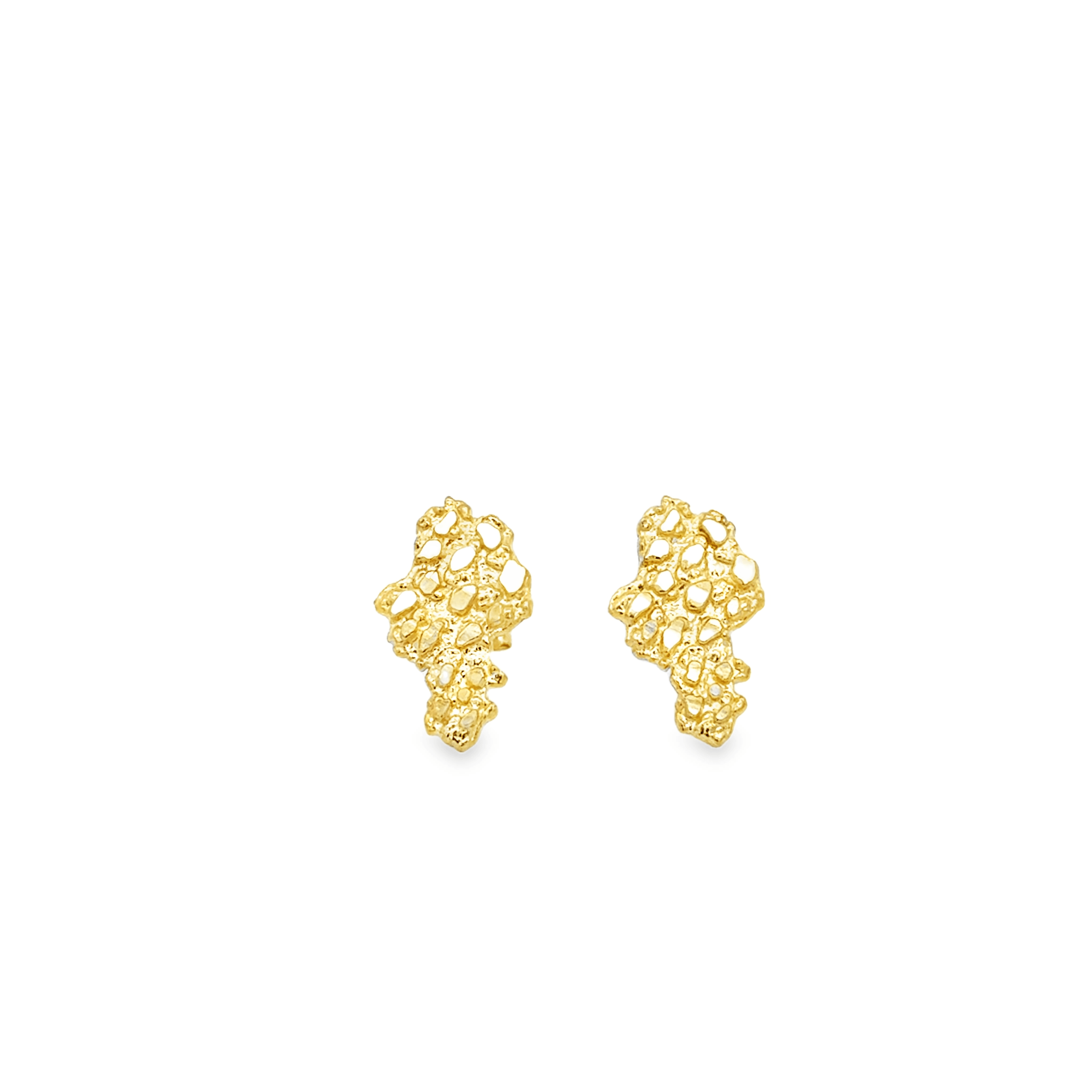 10 Karat Yellow Gold Africa Shaped Nugget Earrings - Solomon Jewelers