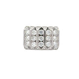 Sterling silver men's diamond ring with multiple rows of lab-created diamonds, 2-carat total weight, Solomon Jewelers.