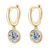 Moissanite Bezel Drop Earrings in Sterling Silver - Solomon Jewelers