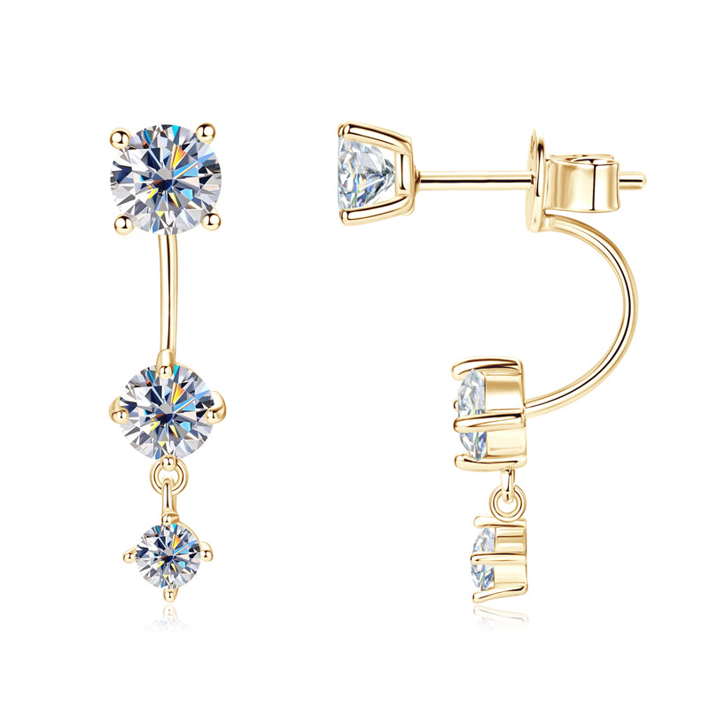 Moissanite Sterling Silver Drop Earrings - Solomon Jewelers