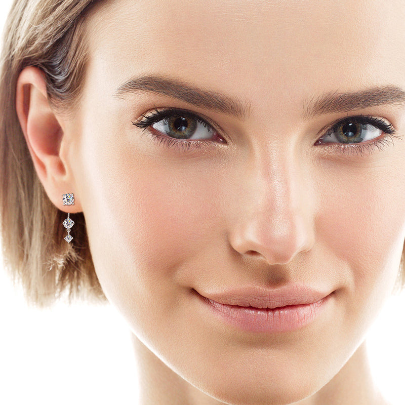 Moissanite Sterling Silver Drop Earrings - Solomon Jewelers