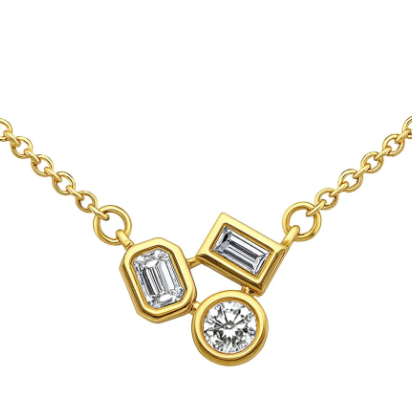 14KT Yellow Gold Multi Shape Diamond Necklace