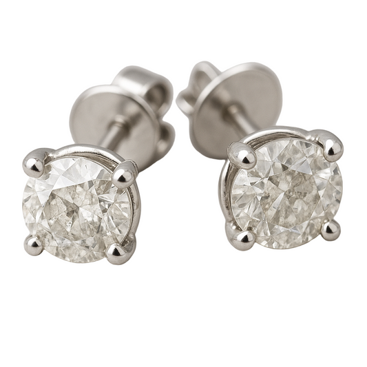 14KT white gold natural diamond stud earrings