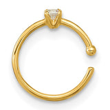 yellow gold open hoop nose ring with polished finish