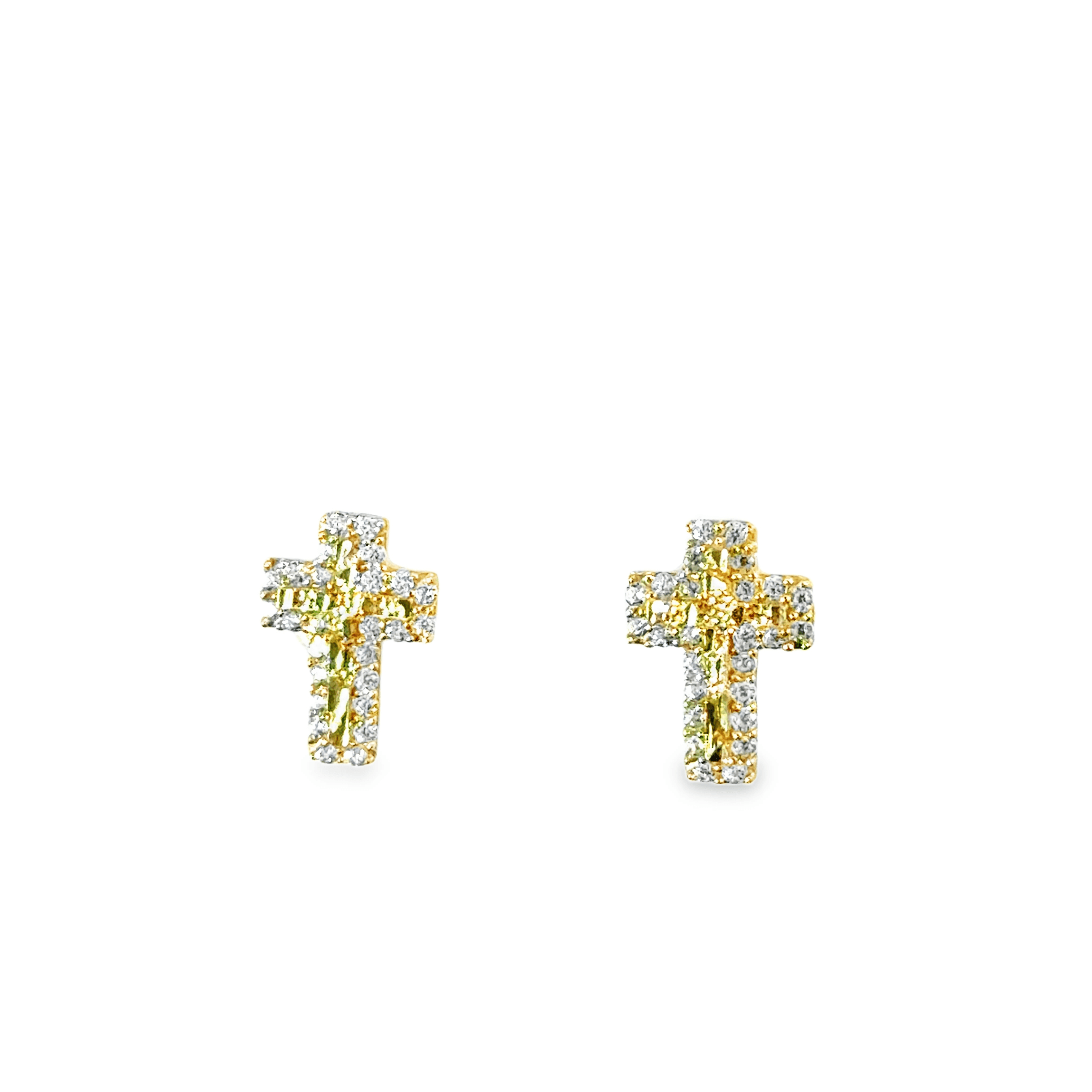 10 Karat Yellow Gold Cross Nugget Earrings - Solomon Jewelers