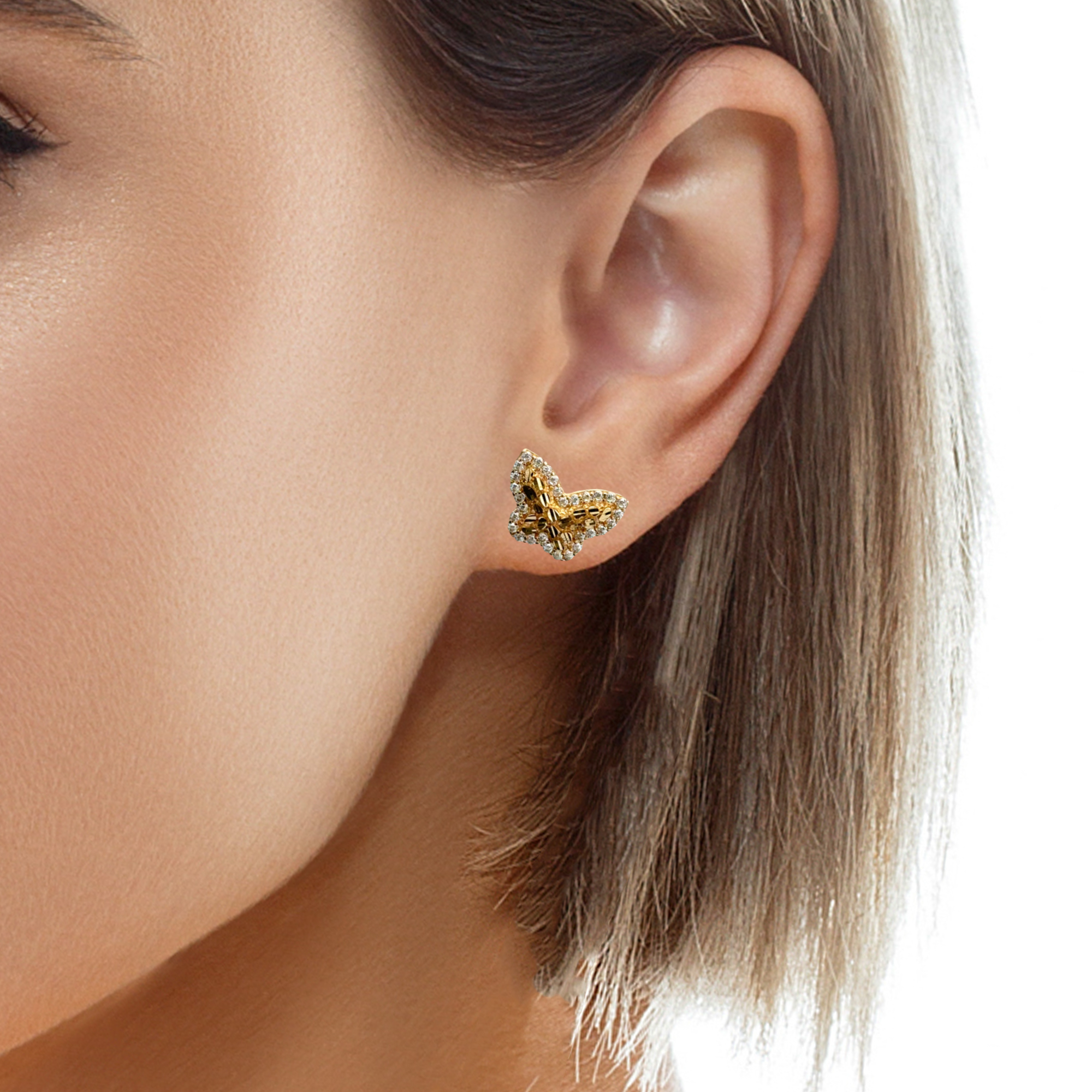 10 Karat Yellow Gold Butterfly Nugget Earrings - Solomon Jewelers