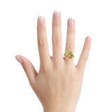 10 karat yellow gold nugget heart ring with diamond cut texture
